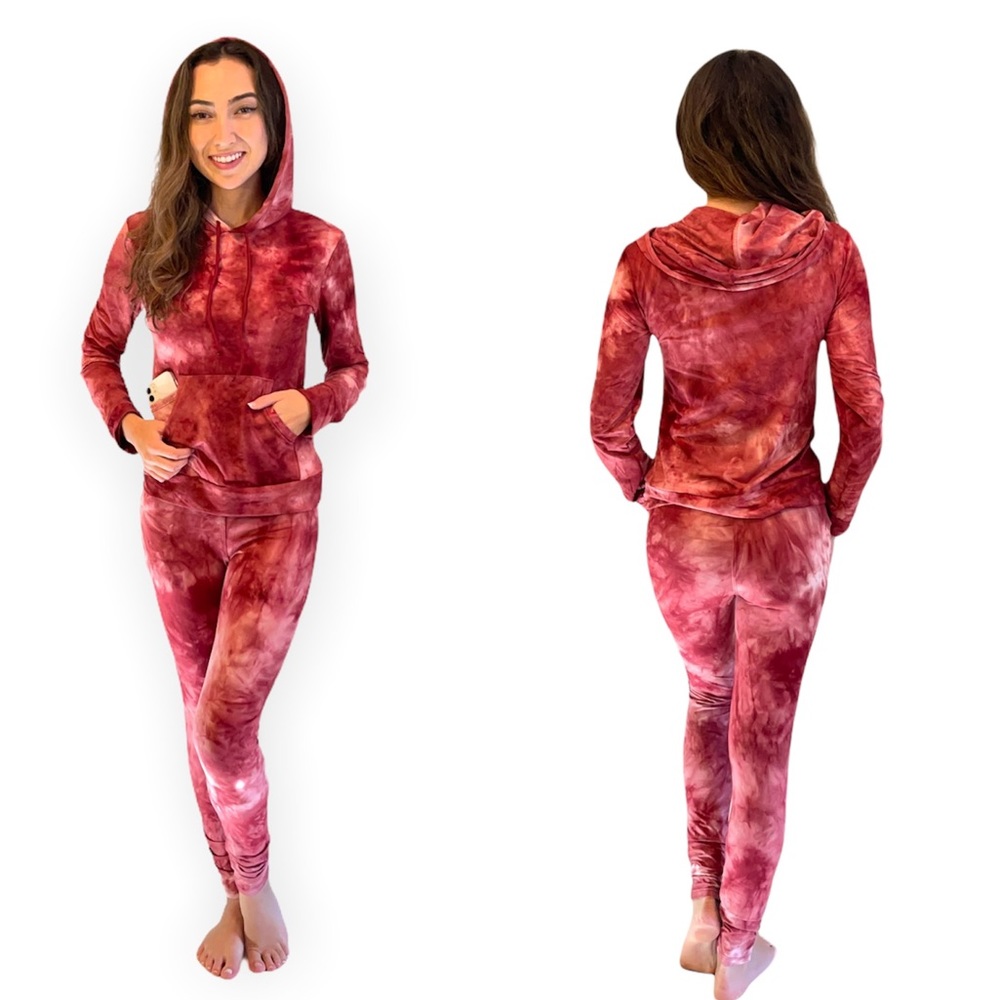 Burgundy Hoodie and Leggings Set